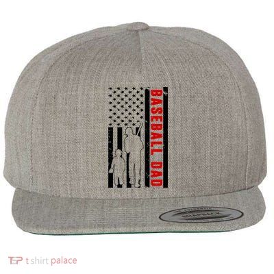Baseball Dad USA Flag Wool Snapback Cap