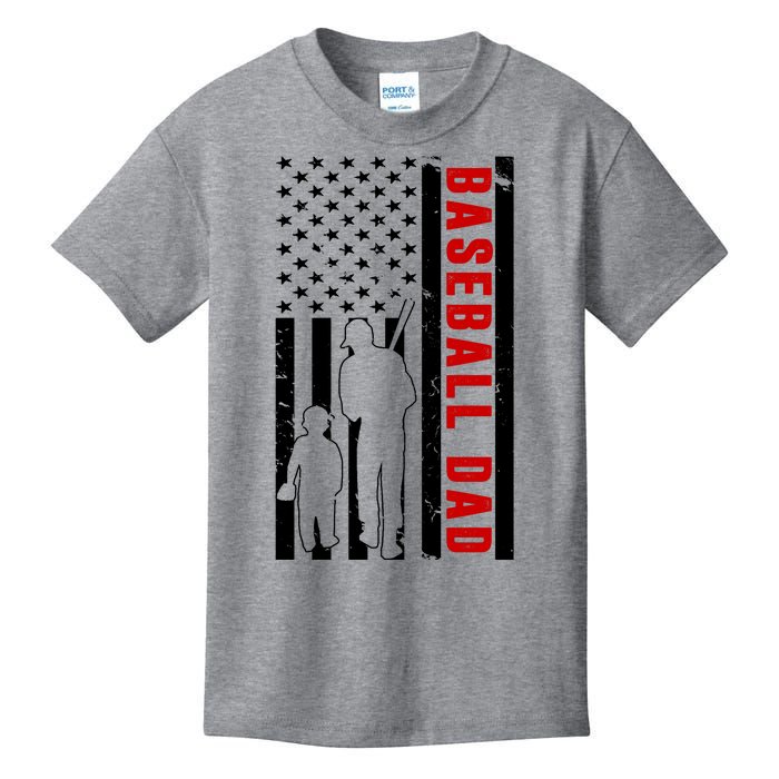 Baseball Dad USA Flag Kids T-Shirt