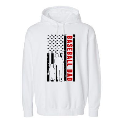 Baseball Dad USA Flag Garment-Dyed Fleece Hoodie