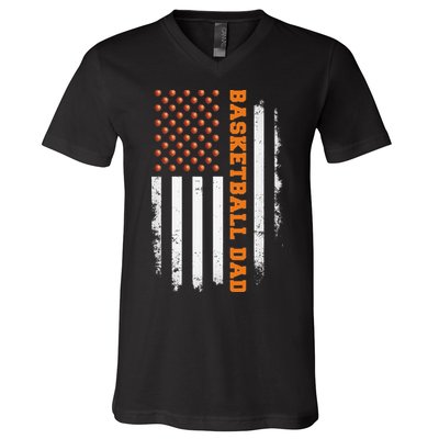 Basketball Dad USA US Flag Basketball Men V-Neck T-Shirt