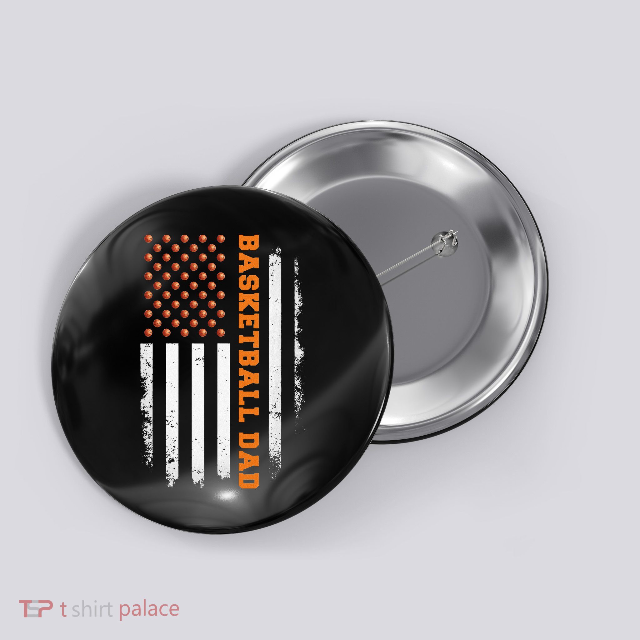 Basketball Dad USA US Flag Basketball Men Button