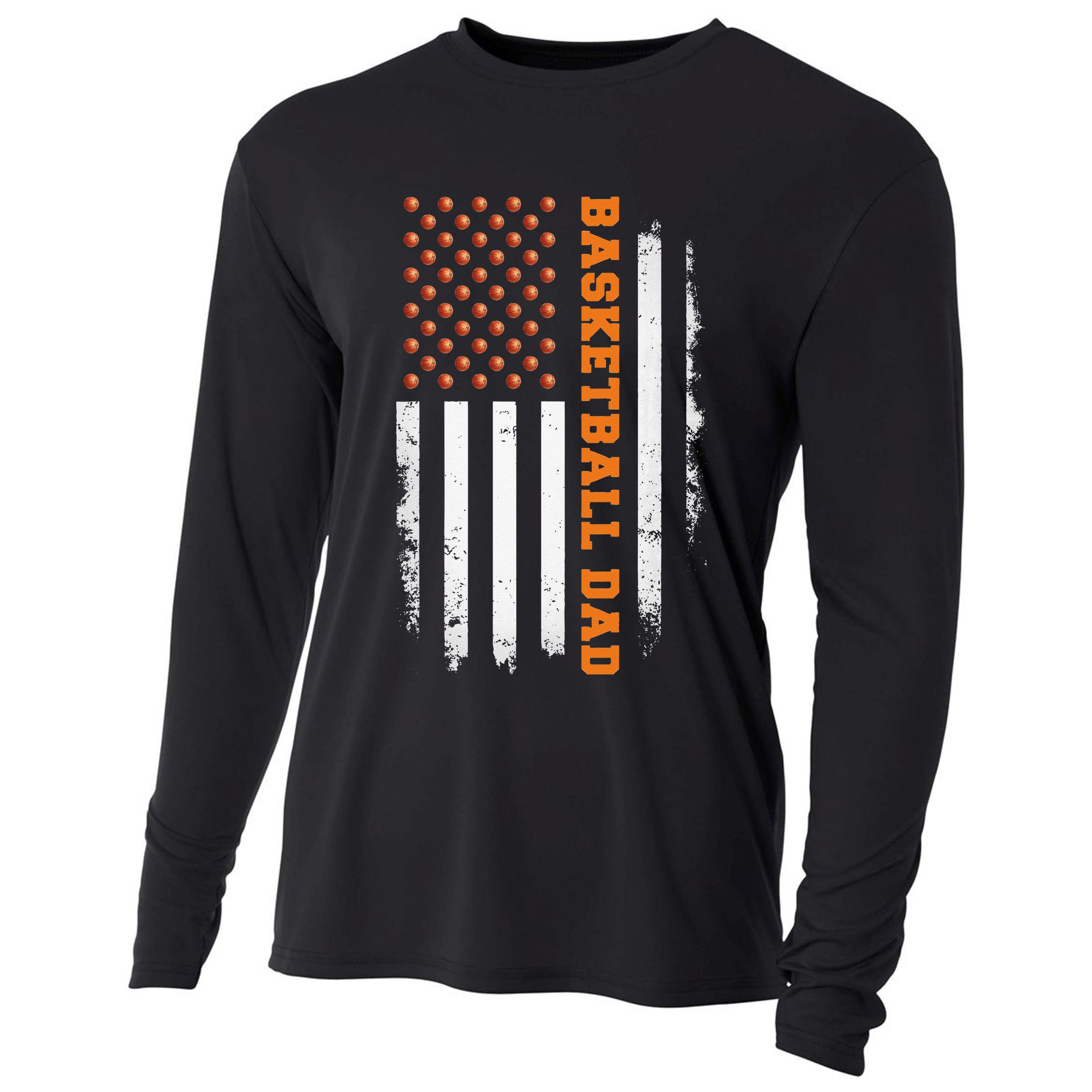 Basketball Dad USA US Flag Basketball Men Cooling Performance Long Sleeve Crew
