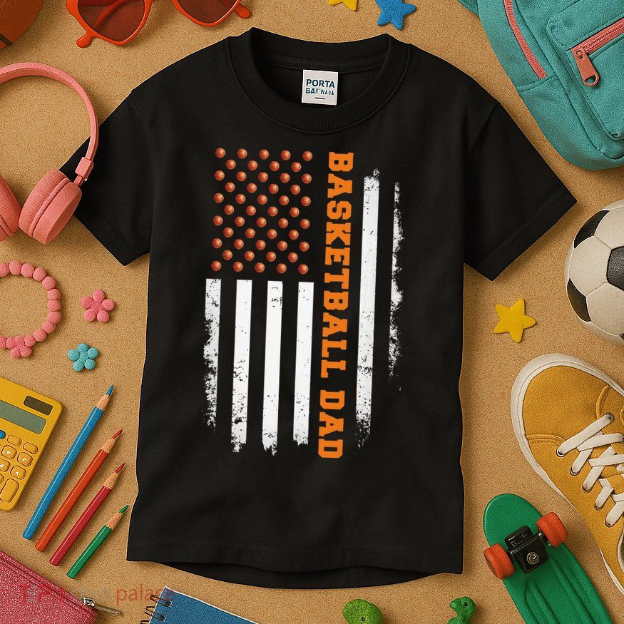Basketball Dad USA US Flag Basketball Men Kids T-Shirt