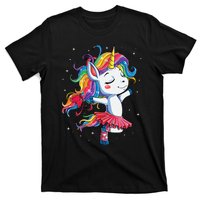 Ballet Dancer Unicorn Girl Rainbow Ballerina T-Shirt