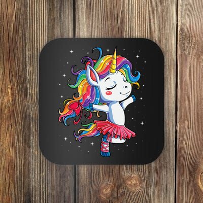 Ballet Dancer Unicorn Girl Rainbow Ballerina Coaster