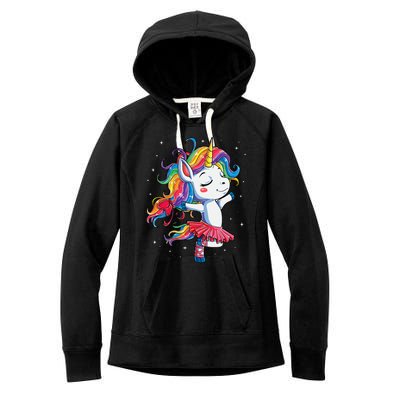 Ballet Dancer Unicorn Girl Rainbow Ballerina Women's Fleece Hoodie