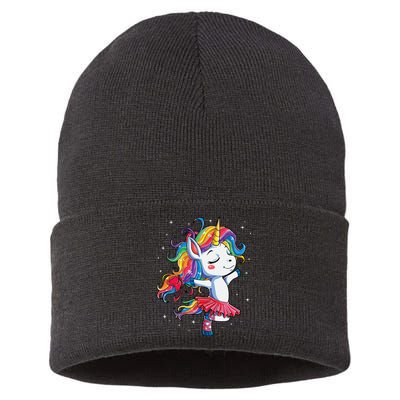 Ballet Dancer Unicorn Girl Rainbow Ballerina Sustainable Knit Beanie