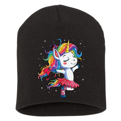 Ballet Dancer Unicorn Girl Rainbow Ballerina Short Acrylic Beanie