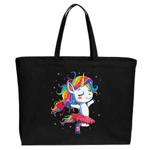 Ballet Dancer Unicorn Girl Rainbow Ballerina Cotton Canvas Jumbo Tote