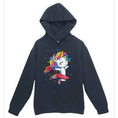 Ballet Dancer Unicorn Girl Rainbow Ballerina Urban Pullover Hoodie