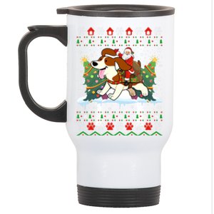 Beagle Dog Ugly Xmas Gift Santa Riding Beagle Christmas Gift Stainless Steel Travel Mug