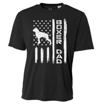 Boxer Dad US Flag Vintage Patriotic Dog Lover Owner Cooling Performance Crew T-Shirt