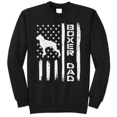 Boxer Dad US Flag Vintage Patriotic Dog Lover Owner Sweatshirt