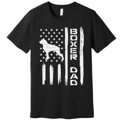 Boxer Dad US Flag Vintage Patriotic Dog Lover Owner Premium T-Shirt