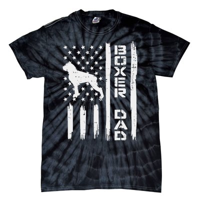 Boxer Dad US Flag Vintage Patriotic Dog Lover Owner Tie-Dye T-Shirt