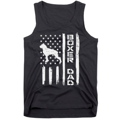 Boxer Dad US Flag Vintage Patriotic Dog Lover Owner Tank Top