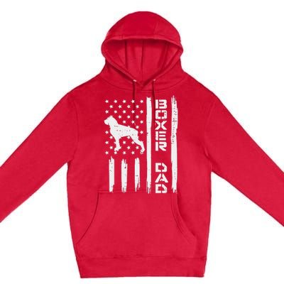 Boxer Dad US Flag Vintage Patriotic Dog Lover Owner Premium Pullover Hoodie