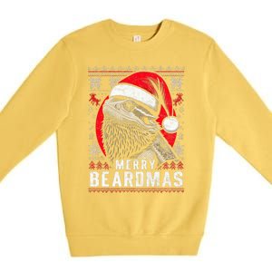 Bearded Dragon Ugly Christmas Sweater Merry Beardmas Premium Crewneck Sweatshirt