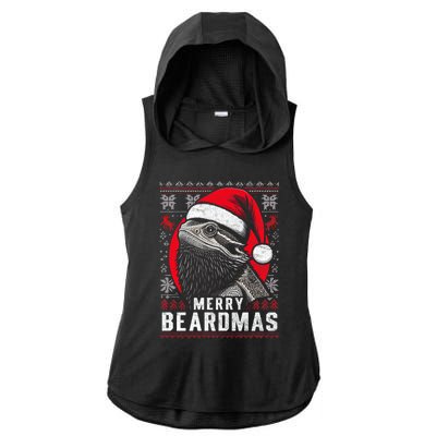 Bearded Dragon Ugly Christmas Sweater Merry Beardmas Ladies PosiCharge Tri-Blend Wicking Draft Hoodie Tank