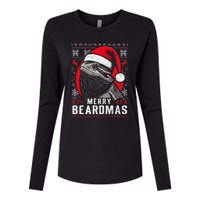 Bearded Dragon Ugly Christmas Sweater Merry Beardmas Womens Cotton Relaxed Long Sleeve T-Shirt