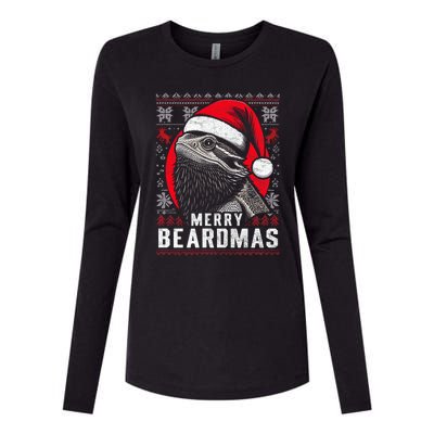 Bearded Dragon Ugly Christmas Sweater Merry Beardmas Womens Cotton Relaxed Long Sleeve T-Shirt