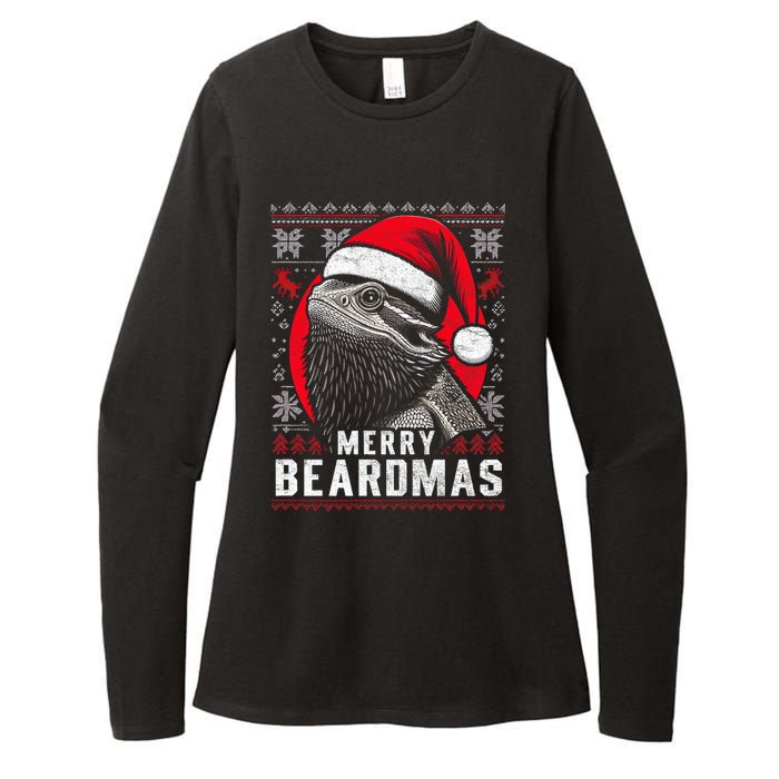 Bearded Dragon Ugly Christmas Sweater Merry Beardmas Womens CVC Long Sleeve Shirt