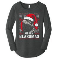 Bearded Dragon Ugly Christmas Sweater Merry Beardmas Women's Perfect Tri Tunic Long Sleeve Shirt