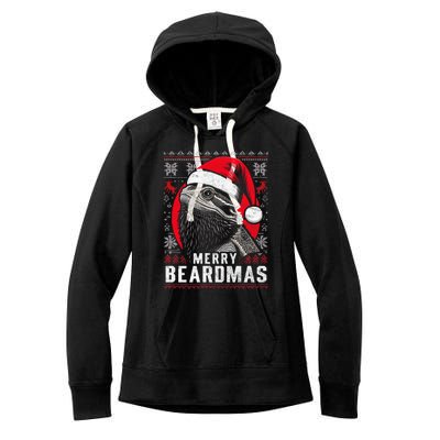 Bearded Dragon Ugly Christmas Sweater Merry Beardmas Women's Fleece Hoodie