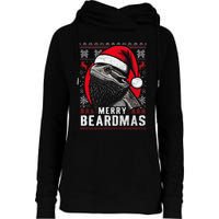 Bearded Dragon Ugly Christmas Sweater Merry Beardmas Womens Funnel Neck Pullover Hood