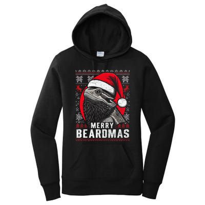 Bearded Dragon Ugly Christmas Sweater Merry Beardmas Women's Pullover Hoodie