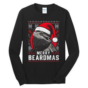 Bearded Dragon Ugly Christmas Sweater Merry Beardmas Tall Long Sleeve T-Shirt