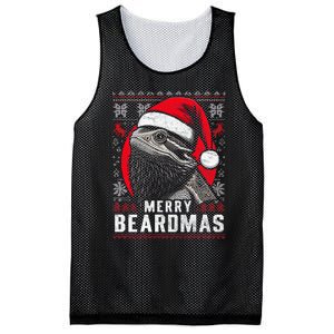 Bearded Dragon Ugly Christmas Sweater Merry Beardmas Mesh Reversible Basketball Jersey Tank