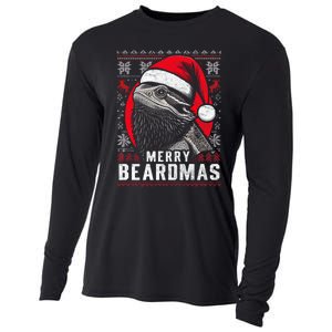 Bearded Dragon Ugly Christmas Sweater Merry Beardmas Cooling Performance Long Sleeve Crew