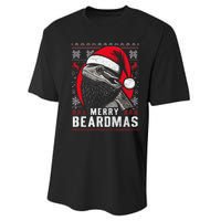 Bearded Dragon Ugly Christmas Sweater Merry Beardmas Performance Sprint T-Shirt