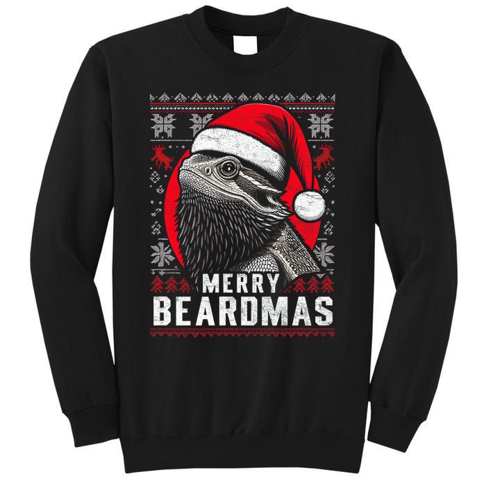 Bearded Dragon Ugly Christmas Sweater Merry Beardmas Tall Sweatshirt