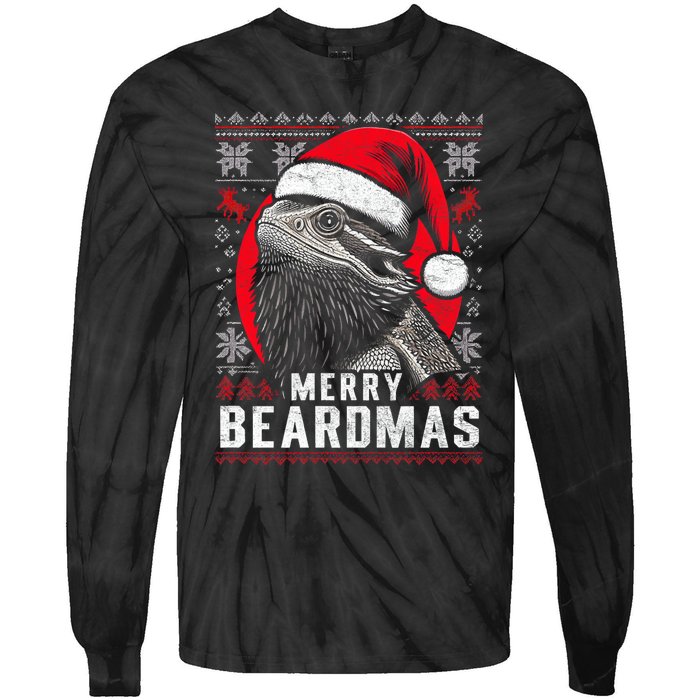 Bearded Dragon Ugly Christmas Sweater Merry Beardmas Tie-Dye Long Sleeve Shirt