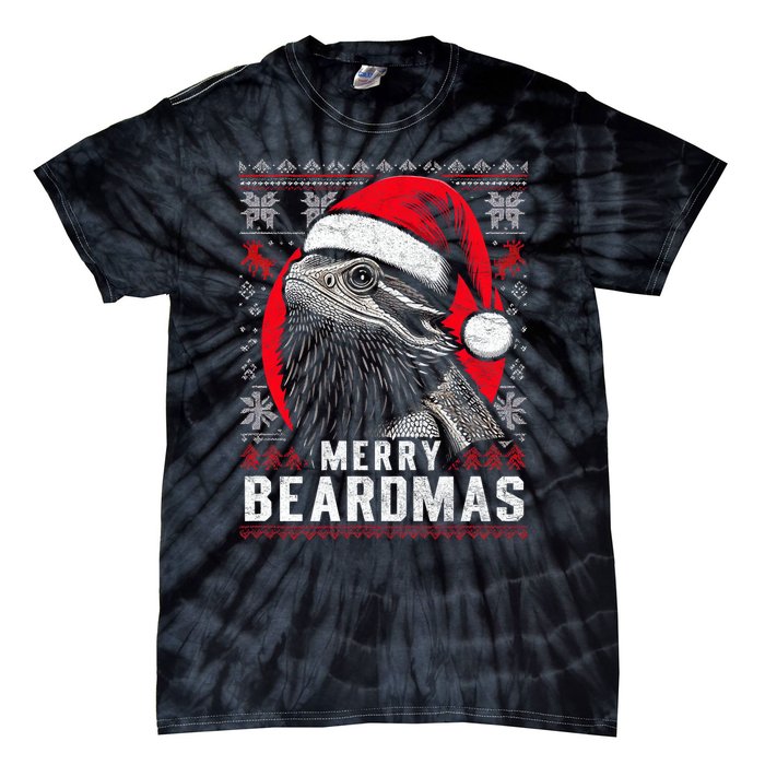 Bearded Dragon Ugly Christmas Sweater Merry Beardmas Tie-Dye T-Shirt