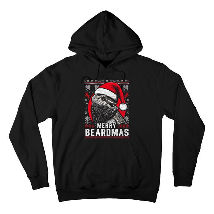 Bearded Dragon Ugly Christmas Sweater Merry Beardmas Tall Hoodie