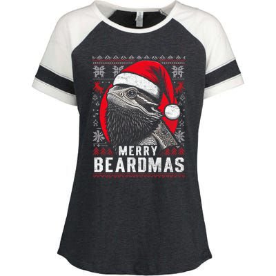 Bearded Dragon Ugly Christmas Sweater Merry Beardmas Enza Ladies Jersey Colorblock Tee