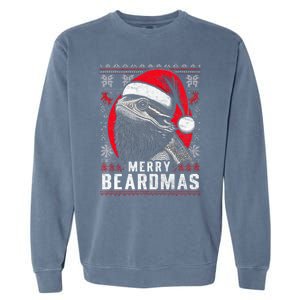 Bearded Dragon Ugly Christmas Sweater Merry Beardmas Garment-Dyed Sweatshirt