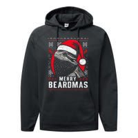 Bearded Dragon Ugly Christmas Sweater Merry Breardmas Performance Fleece Hoodie