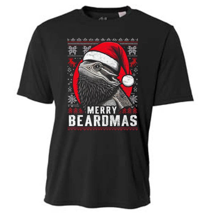 Bearded Dragon Ugly Christmas Sweater Merry Breardmas Cooling Performance Crew T-Shirt