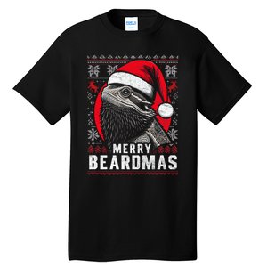 Bearded Dragon Ugly Christmas Sweater Merry Breardmas Tall T-Shirt