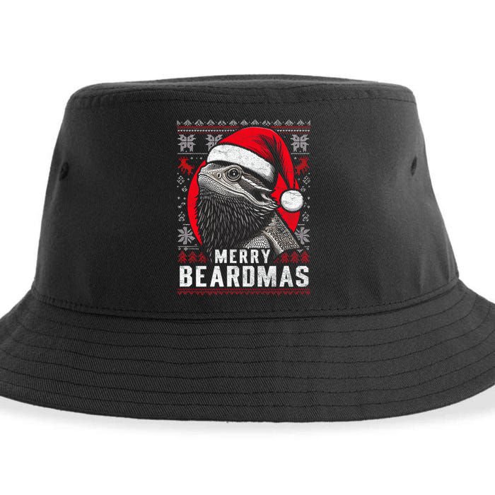 Bearded Dragon Ugly Christmas Sweater Merry Breardmas Sustainable Bucket Hat