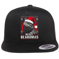 Bearded Dragon Ugly Christmas Sweater Merry Breardmas Flat Bill Trucker Hat