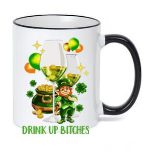 Bitches Drink Up Shirts Women St Patrick Day Wine Party 11oz Black Color Changing Mug