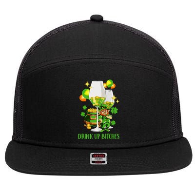 Bitches Drink Up 7 Panel Mesh Trucker Snapback Hat