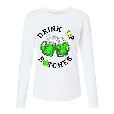 Bitches Drink Up Funny St. PatrickS Day Beer Lover Womens Cotton Relaxed Long Sleeve T-Shirt