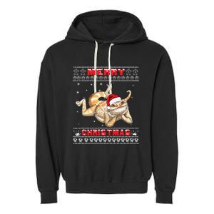 Bearded Dragon Ugly Christmas Lizards Lovers Gift Garment-Dyed Fleece Hoodie