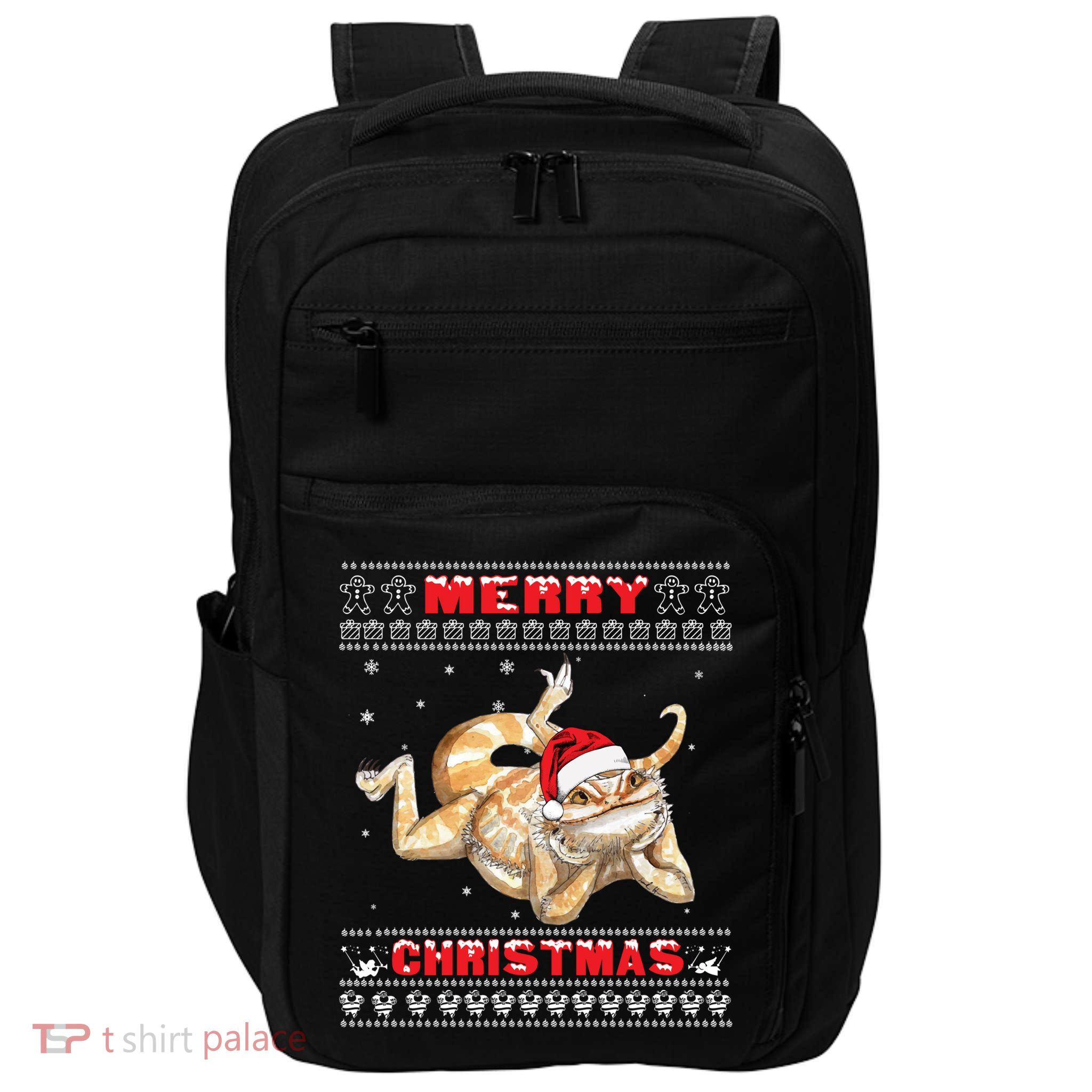 Bearded Dragon Ugly Christmas Lizards Lovers Gift Impact Tech Backpack